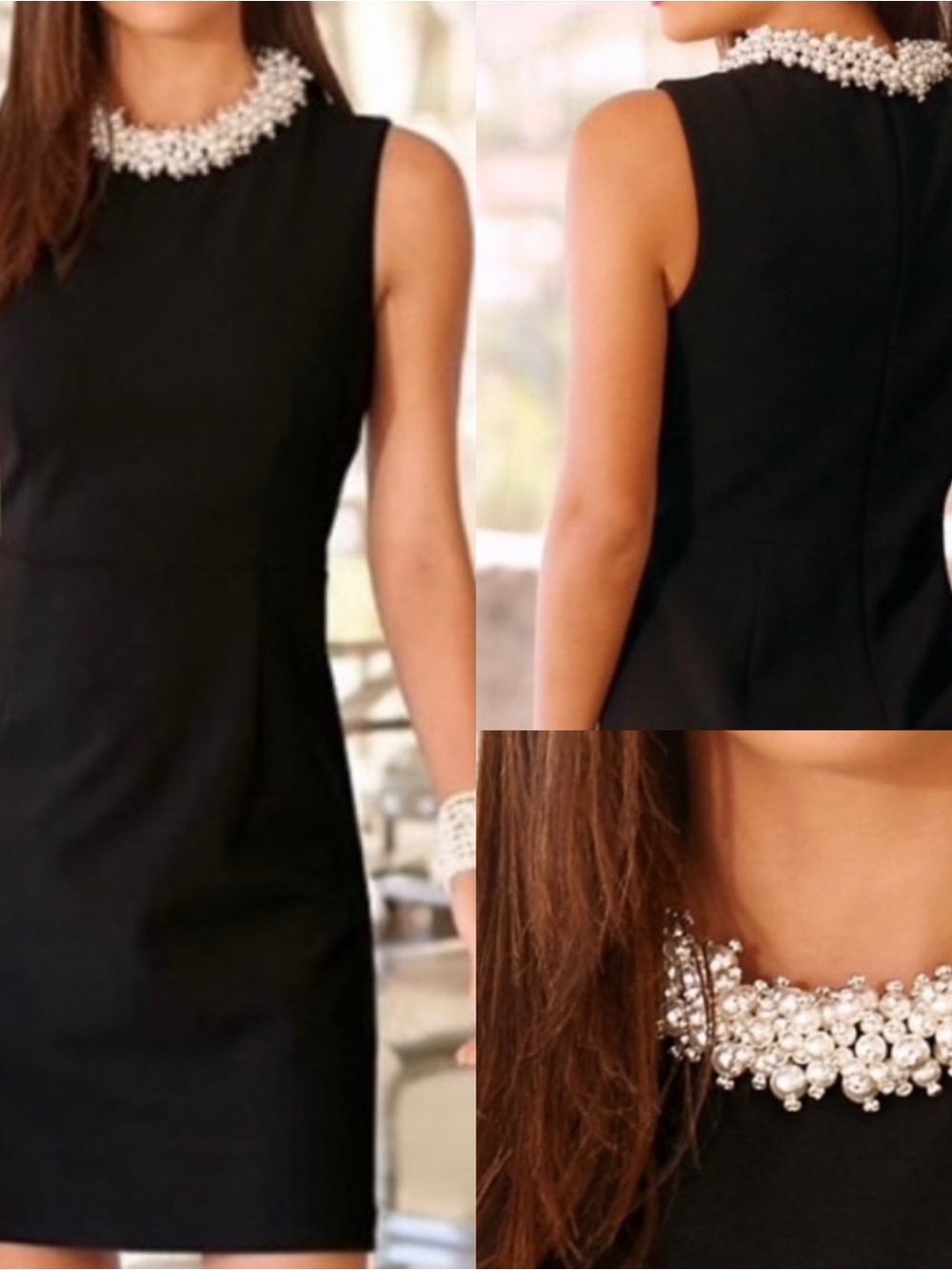 Betsey Johnson Black Mini Dress with Pearl Collar